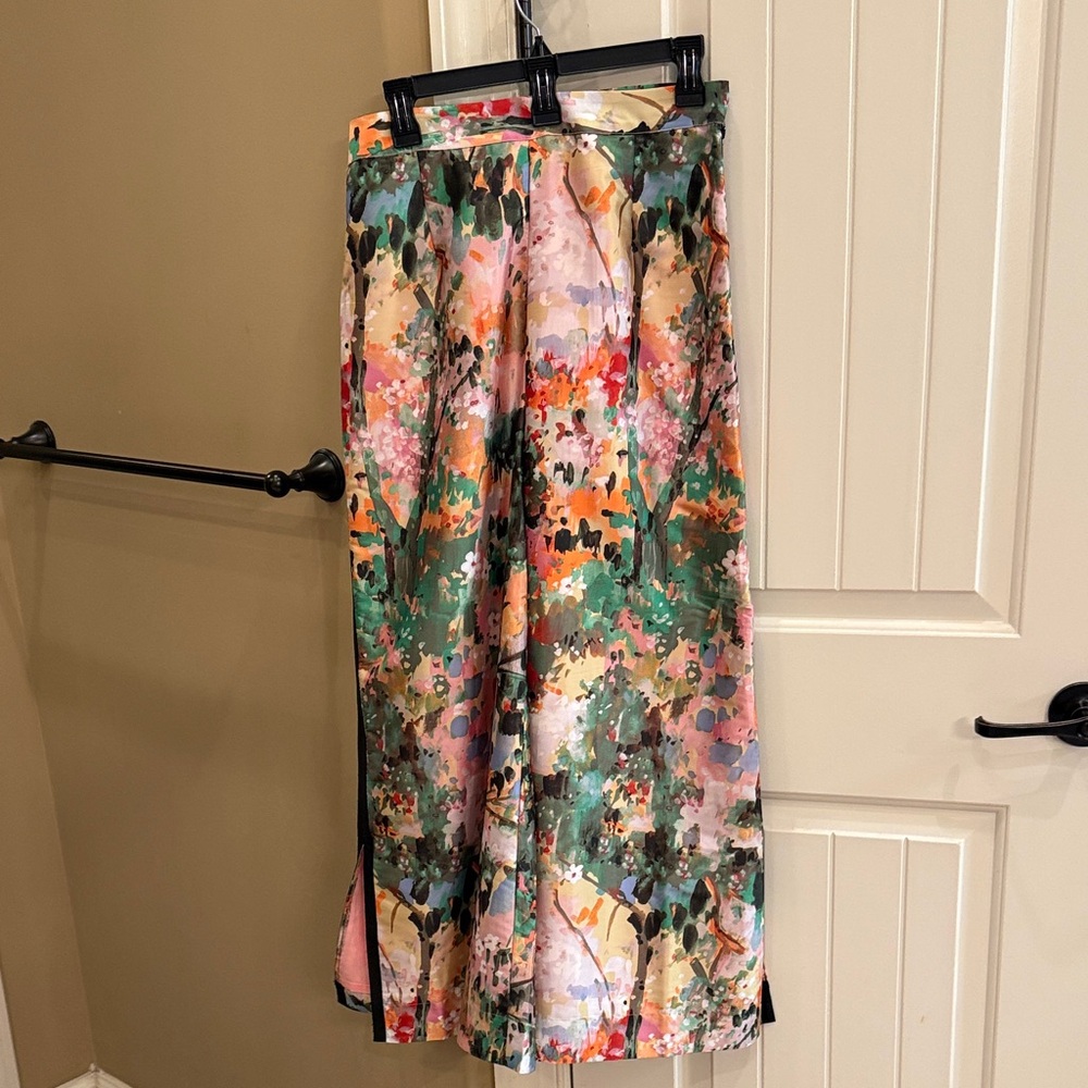 Frances Valentine Pink and Green Abstract tuxedo pants
